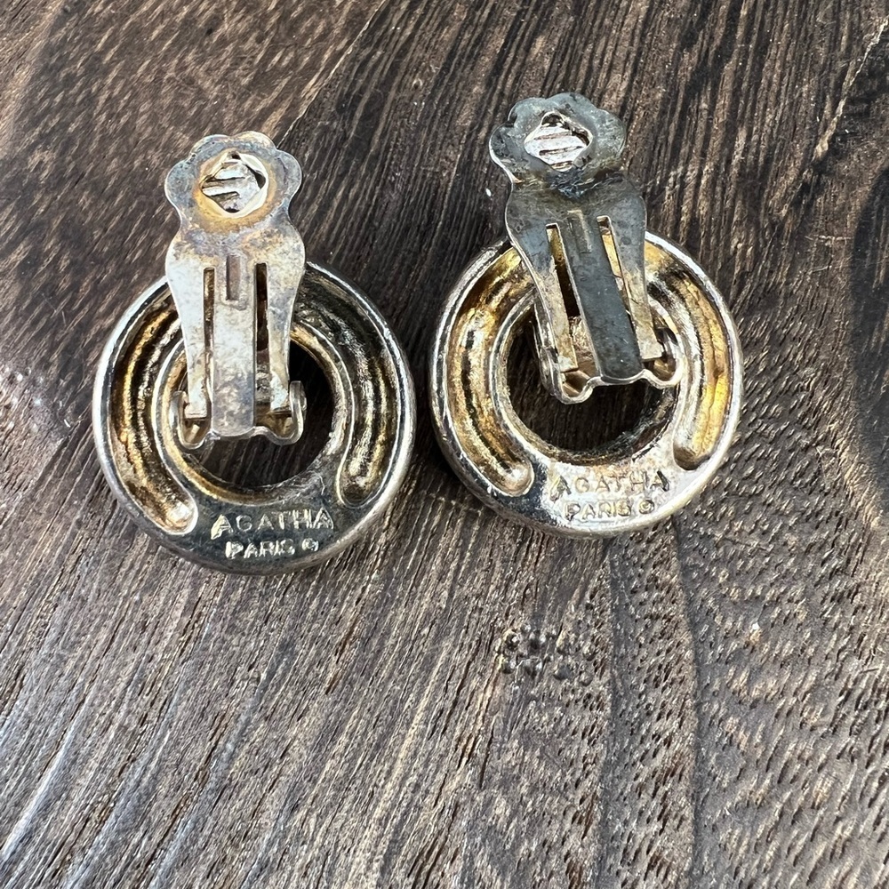 Vintage Agatha Paris Silver Tone Clip On Earrings B29 - Picture 3 of 4